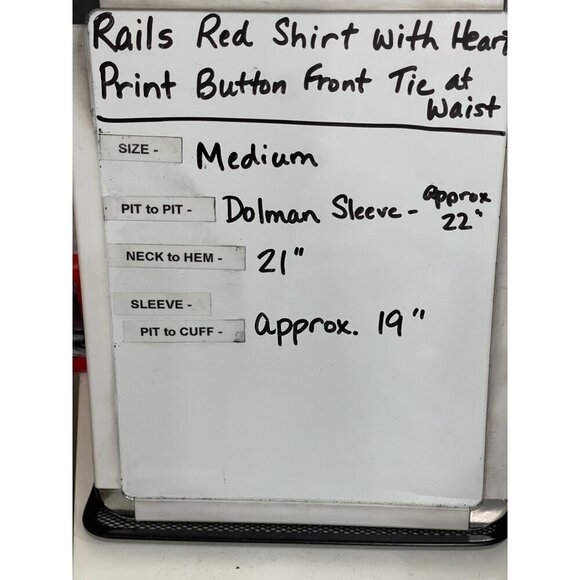 Rails Sloane Scarlet Amour Women's Medium Heart Print‎ Button-Up Tie-Front Top - Picture 10 of 10